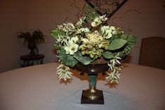 Dining Table Centerpiece Silk Flower Arrangement, Home Decorating Ideas, Vintage Luxury Table Decor 5 small