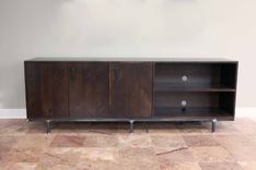 Solid American Walnut And Steel Credenza 3 small