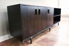 Solid American Walnut And Steel Credenza 4 small