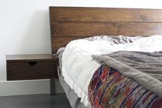 Walnut And Steel Bed With Floating Night Stands 3 small