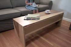 Wood Waterfall Bench + Coffee Table In Sun Tanned Poplar 2 small