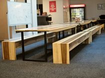 Wood Waterfall Bench + Coffee Table In Sun Tanned Poplar 5 small