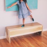 Wood Waterfall Bench + Coffee Table In Sun Tanned Poplar 4 small