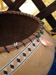 Art Gourd With Inlaid Veneer And Driftwood Base 3 small