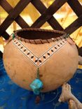 Art Gourd With Inlaid Veneer And Driftwood Base 5 small