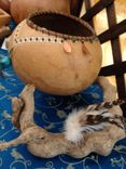 Art Gourd With Inlaid Veneer And Driftwood Base 6 small