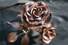 Copper Rose Metal Art Sculpture 3 small