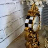 Courtly Mantle Clock Black And White Checked Baroque Clock With Cherubs 3 small