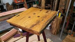 Reclaimed Oak Floor And Purple Heart Accent Table 2 small
