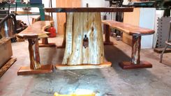 Live Edge Cedar Dining Table And Benches 3 small