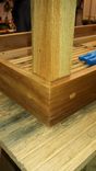 Reblaimed Flooring Top With Sweetgum Band And Tapered Oak Legs 3 small
