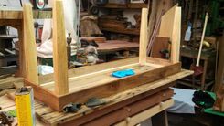 Reblaimed Flooring Top With Sweetgum Band And Tapered Oak Legs 2 small