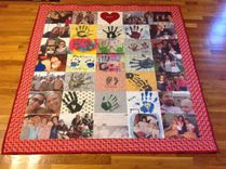 Custom Handprint Photo Memory Quilt With Applique And Embroidery 1 small