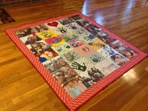 Custom Handprint Photo Memory Quilt With Applique And Embroidery 3 small