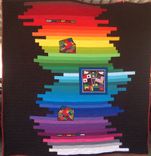 Custom Rainbow Ombre Effect Strip Quilt With Appliqued Authentic South American Embroidery 1 small