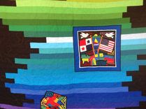 Custom Rainbow Ombre Effect Strip Quilt With Appliqued Authentic South American Embroidery 2 small
