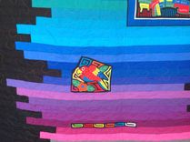 Custom Rainbow Ombre Effect Strip Quilt With Appliqued Authentic South American Embroidery 4 small