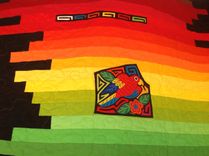 Custom Rainbow Ombre Effect Strip Quilt With Appliqued Authentic South American Embroidery 3 small