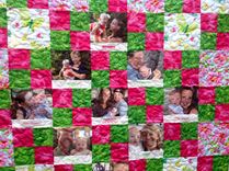 Custom Personalized Watercolor Photo Memory Quilt With Embroidered Names 2 small