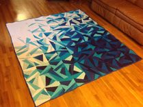 Custom "Icy Waters" Paper Pieced Ombre Blue Quilt 1 small