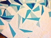 Custom "Icy Waters" Paper Pieced Ombre Blue Quilt 3 small
