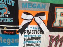 Custom Cheerleading Uniform Tshirt Memory Quilt With Bow And Award Medals Embellishments 2 small