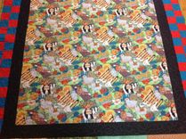 Colorful Barnyard Themed Quilt With Beautiful Center Panel, Strips And Blocked Border 4 small