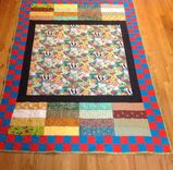 Colorful Barnyard Themed Quilt With Beautiful Center Panel, Strips And Blocked Border 1 small