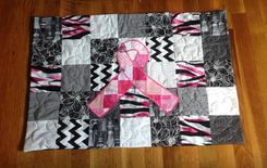 Breathtaking Breast Cancer Awareness Blocked Ribbon Queen Size Quilt 2 small
