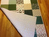 Vintage Cotton Fabric Blocked Quilt 4 small