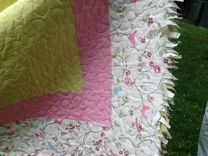 Organic Pink And Green Cotton Girl's Quilt With Ragged Binding 1 small