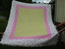 Organic Pink And Green Cotton Girl's Quilt With Ragged Binding 2 small