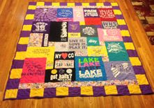 Custom Embroidered High School/College Colors Multi Block Tshirt Quilt 1 small