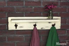 Distressed Rustic Shelf With Antique Coat Hooks 1 small