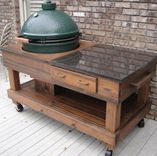 Cypress Bbq And Smoker Work Tables With Drawer & Cut Out For All Models Of Green Egg Grills 2 small