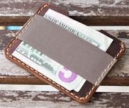 Handmade Leather Parvus Wallet Sunset Oil Tan W/ Money Band 2 small