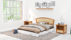 Headboard Queen Bed Cherry And Maple, Art Deco, Modern, Curvy Inlay, King, 1 small