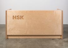 Baltic Birch Reception Desk With Carved Logo 1 small