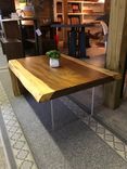 Monkey Pod Live Edge Waterfall Acrylic Leg Coffee Table 2 small