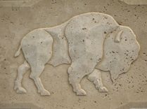Carved Buffalo Monolithic Mosaic Tile Mural 16" X 24" 4 small