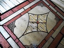 Vintage Look Stained Glass Window Panel, Textured & Beveled Glass Art, Traditional Stained Glass 3 small