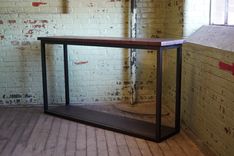 Southern Industrial Design Cube Console Table With Reclaimed Mill Wood Flooring 1 small