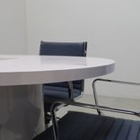 Modern Round Shape Custom Conference Table, Laminate Top - Newton Meeting Table 6 small