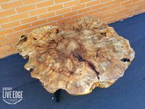 Coffee Table- Live Edge- Oyster Shape- Tree Stump- Industrial- Modern- Natural Wood- Round Table 6 small