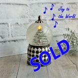 Whimsical Checks Musical Christmas Snow Globe Checked Christmas Ornament 1 small