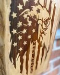 Solid Live Edge Cherry Wall Art, "Eagle With Stars And Stripes" 2 small