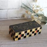 Mosaic Art Checked Riser Hand Painted Black Checks Colored Tile Riser 4 small