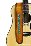 Personalized Tan Leather Guitar Strap With Hand Painted Name Or Initials 3 small