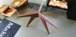 Sue' Solid Walnut Tripod Base For 70 Inch Glass Tabletop 1 small