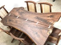 Modern Walnut Dining Table With Metal Inlay 5 small